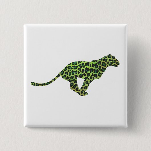 Leopard Black en Green Silhouette Vierkante Button 5,1 Cm (Voorkant)