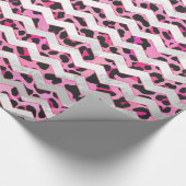 Leopard Black en Hot Pink Chevron Print Cadeaupapier (Hoek)