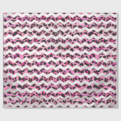 Leopard Black en Hot Pink Chevron Print Cadeaupapier (Vlak)