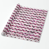 Leopard Black en Hot Pink Chevron Print Cadeaupapier (Uitgerold)