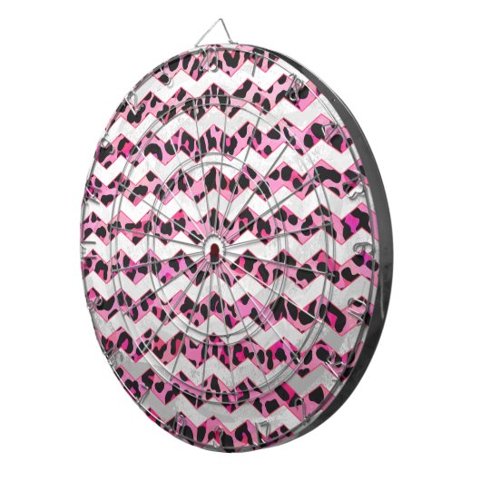 Leopard Black en Hot Pink Chevron Print Dartbord (Voorkant Rechts)