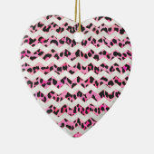 Leopard Black en Hot Pink Chevron Print Keramisch Ornament (Rechts)