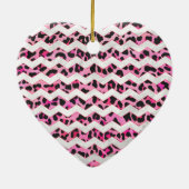 Leopard Black en Hot Pink Chevron Print Keramisch Ornament (Achterkant)