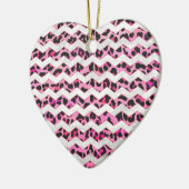 Leopard Black en Hot Pink Chevron Print Keramisch Ornament (Links)