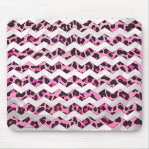 Leopard Black en Hot Pink Chevron Print Muismat
