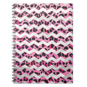 Leopard Black en Hot Pink Chevron Print Notitieboek (Voorkant)