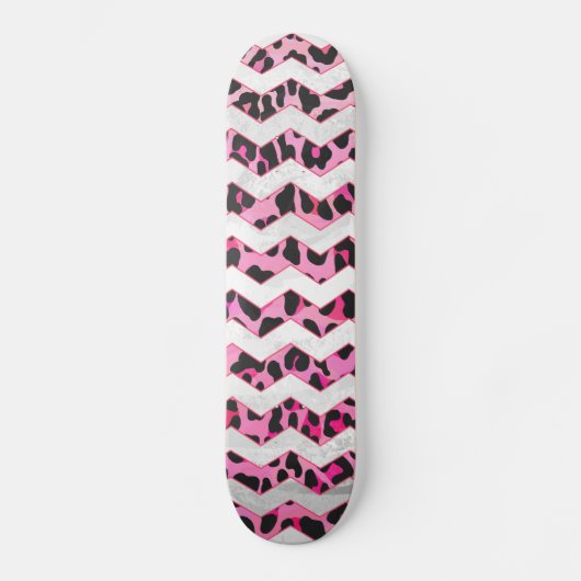 Leopard Black en Hot Pink Chevron Print Persoonlijk Skateboard (Voorkant)