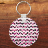 Leopard Black en Hot Pink Chevron Print Sleutelhanger (Voorkant)