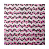 Leopard Black en Hot Pink Chevron Print Tegeltje (Voorkant)