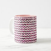 Leopard Black en Hot Pink Chevron Print Tweekleurige Koffiemok (Voorkant links)