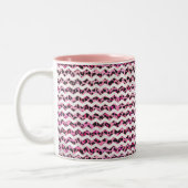 Leopard Black en Hot Pink Chevron Print Tweekleurige Koffiemok (Links)