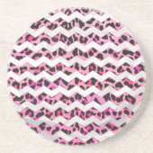Leopard Black en Hot Pink Chevron Print Zandsteen Onderzetter (Voorkant)