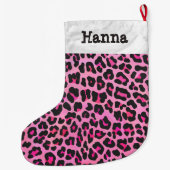 Leopard Black en Hot Pink Grote Kerstsok (Achterkant)