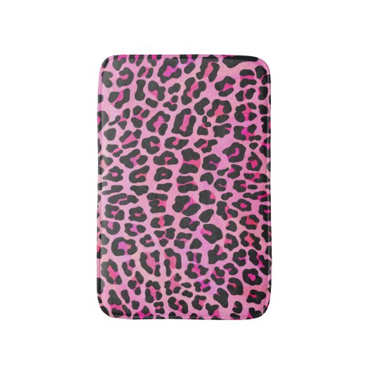 Leopard Black en Hot Pink Print Badmat (Voorkant Verticaal)