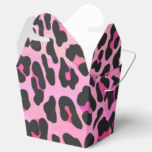 Leopard Black en Hot Pink Print Bedankdoosjes (Geopend)