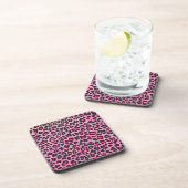 Leopard Black en Hot Pink Print Bier Onderzetter (Rechterzijde)
