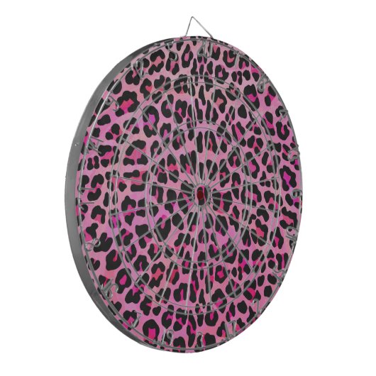 Leopard Black en Hot Pink Print Dartbord (Voorkant Links)