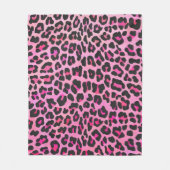 Leopard Black en Hot Pink Print Fleece Deken (Voorkant)