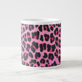 Leopard Black en Hot Pink Print Grote Koffiekop (Voorkant)