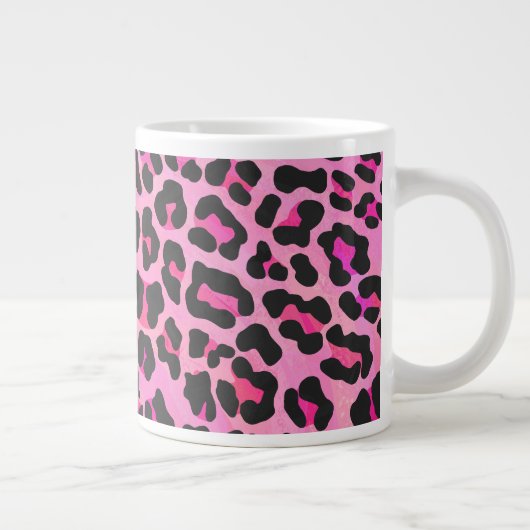 Leopard Black en Hot Pink Print Grote Koffiekop (Rechts)