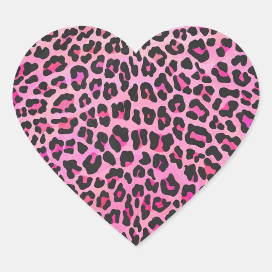 Leopard Black en Hot Pink Print Hart Sticker (Voorkant)