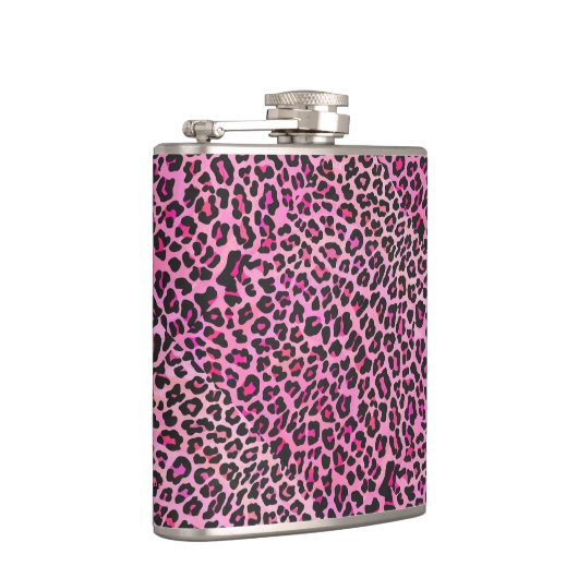 Leopard Black en Hot Pink Print Heupfles (Rechts)