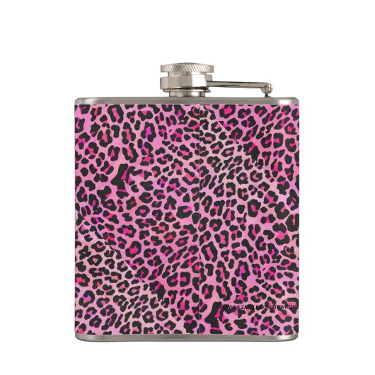 Leopard Black en Hot Pink Print Heupfles (Achterkant)