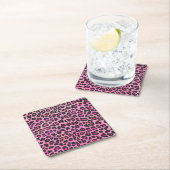 Leopard Black en Hot Pink Print Kartonnen Onderzetters (Insitu)