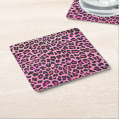 Leopard Black en Hot Pink Print Kartonnen Onderzetters (Schuin)