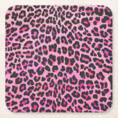 Leopard Black en Hot Pink Print Kartonnen Onderzetters (Voorkant)