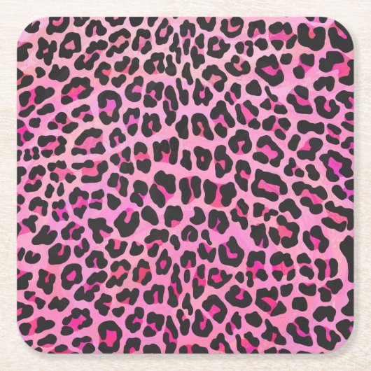 Leopard Black en Hot Pink Print Kartonnen Onderzetters (Voorkant)