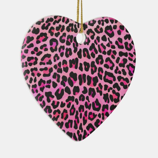 Leopard Black en Hot Pink Print Keramisch Ornament (Rechts)