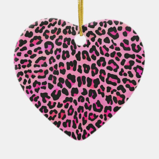 Leopard Black en Hot Pink Print Keramisch Ornament (Voorkant)