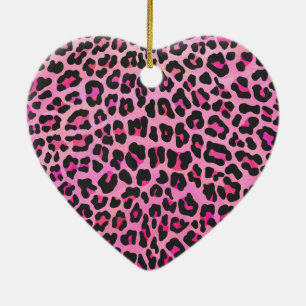 Leopard Black en Hot Pink Print Keramisch Ornament