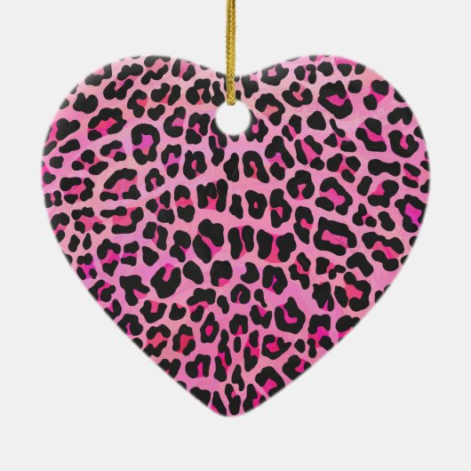 Leopard Black en Hot Pink Print Keramisch Ornament (Achterkant)