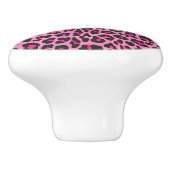 Leopard Black en Hot Pink Print Keramische Knop (Zijkant)