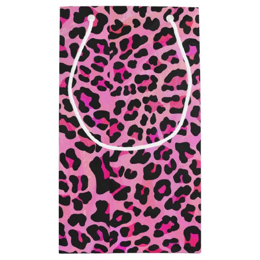 Leopard Black en Hot Pink Print Klein Cadeauzakje (Achterkant)