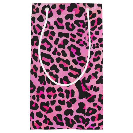Leopard Black en Hot Pink Print Klein Cadeauzakje (Voorkant)