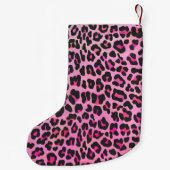 Leopard Black en Hot Pink Print Kleine Kerstsok (Achterkant)