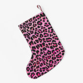 Leopard Black en Hot Pink Print Kleine Kerstsok (Achterkant (Hangend))