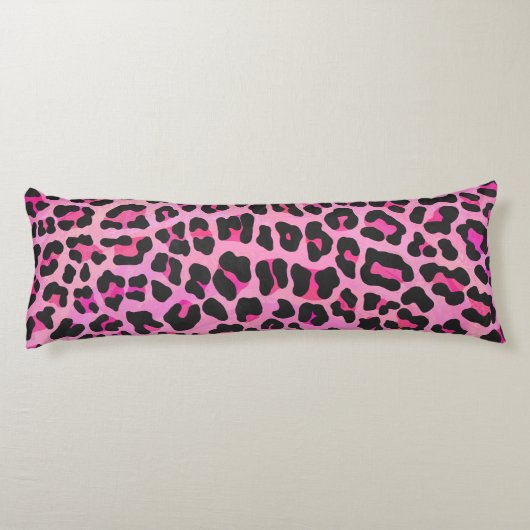 Leopard Black en Hot Pink Print Lichaamskussen (Achterkant)