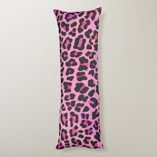 Leopard Black en Hot Pink Print Lichaamskussen (Achterkant (Verticaal))