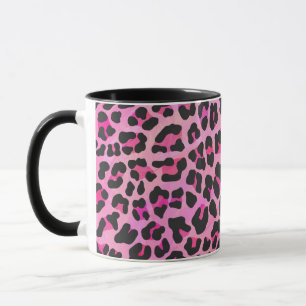Leopard Black en Hot Pink Print Mok