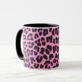 Leopard Black en Hot Pink Print Mok (Voorkant links)