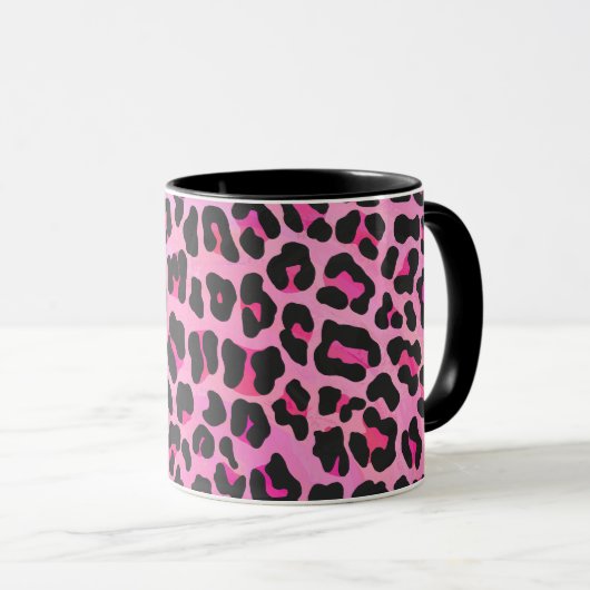 Leopard Black en Hot Pink Print Mok (Voorkant rechts)