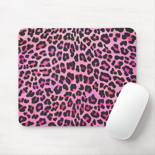 Leopard Black en Hot Pink Print Muismat (Met muis)