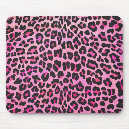 Leopard Black en Hot Pink Print Muismat (Voorkant)