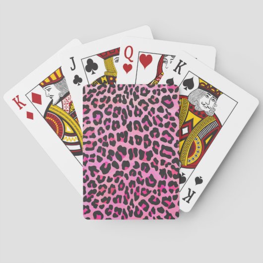 Leopard Black en Hot Pink Print Pokerkaarten (Achterkant)