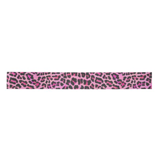 Leopard Black en Hot Pink Print Satijnen Lint (Voorkant)
