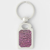 Leopard Black en Hot Pink Print Sleutelhanger (Voorkant)